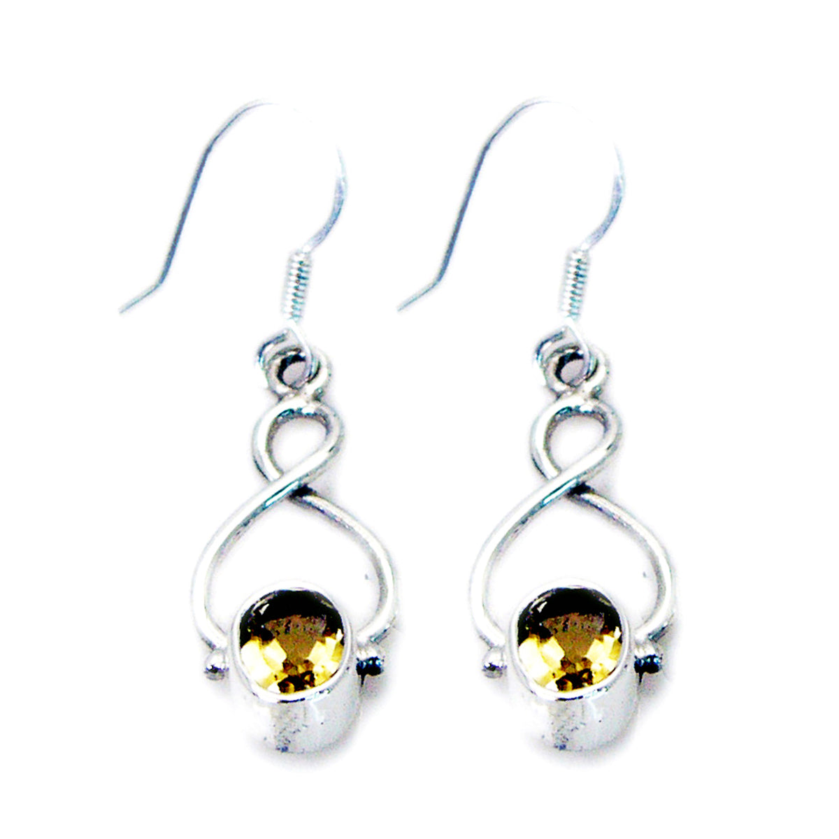 Hanna Yellow Elegant Solitaire Dangle Earring Citrine Yellow Dangle