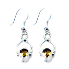 Hanna Yellow Elegant Solitaire Dangle Earring Citrine Yellow Dangle