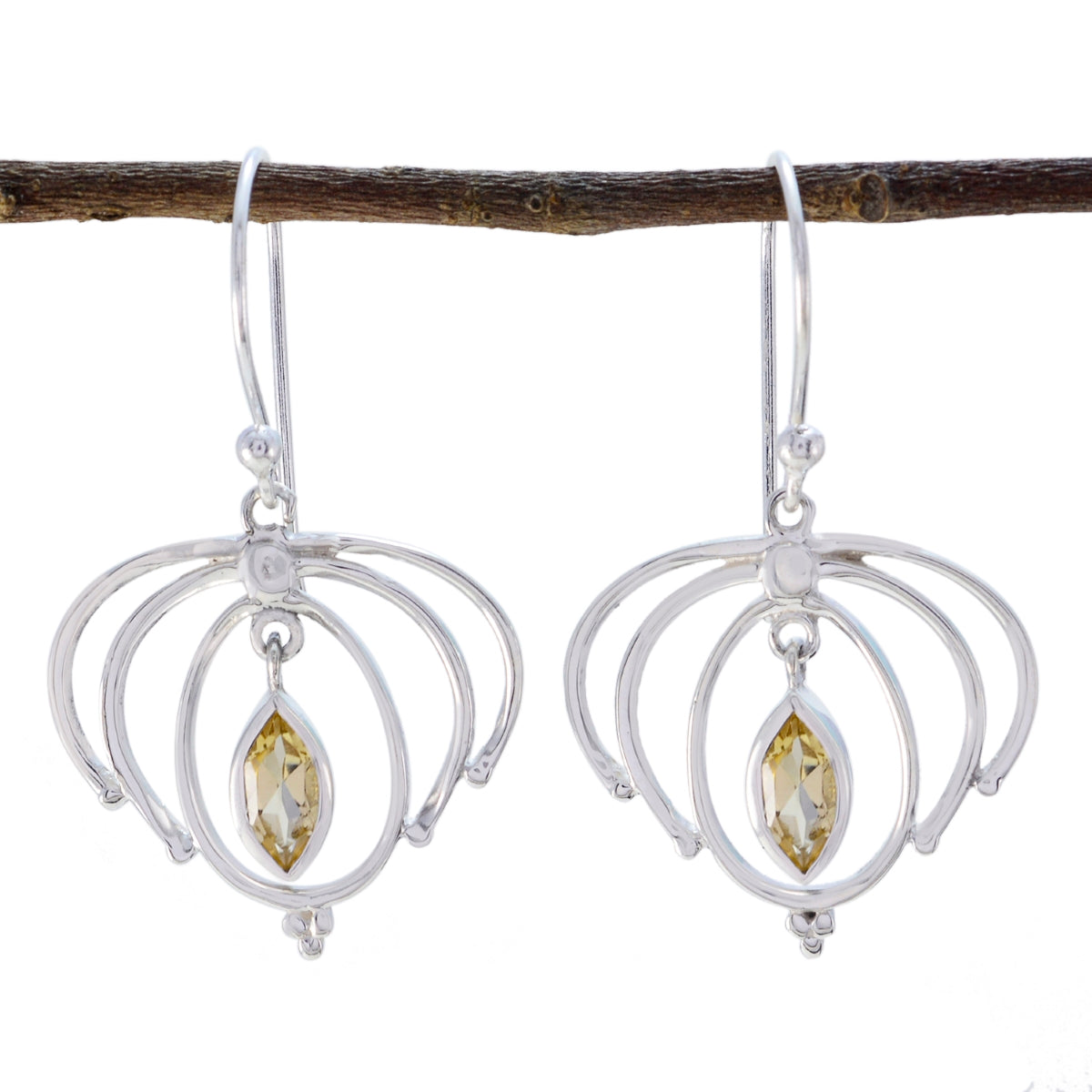 Grace Yellow Featherlight Solitaire Dangle Earring Citrine Yellow Dangle