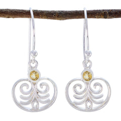 Hannah Yellow Delicate Solitaire Dangle Earring Citrine Yellow Dangle