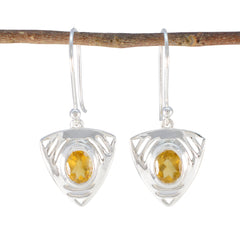 Hazel Yellow Tiny Solitaire Dangle Earring Citrine Yellow Dangle