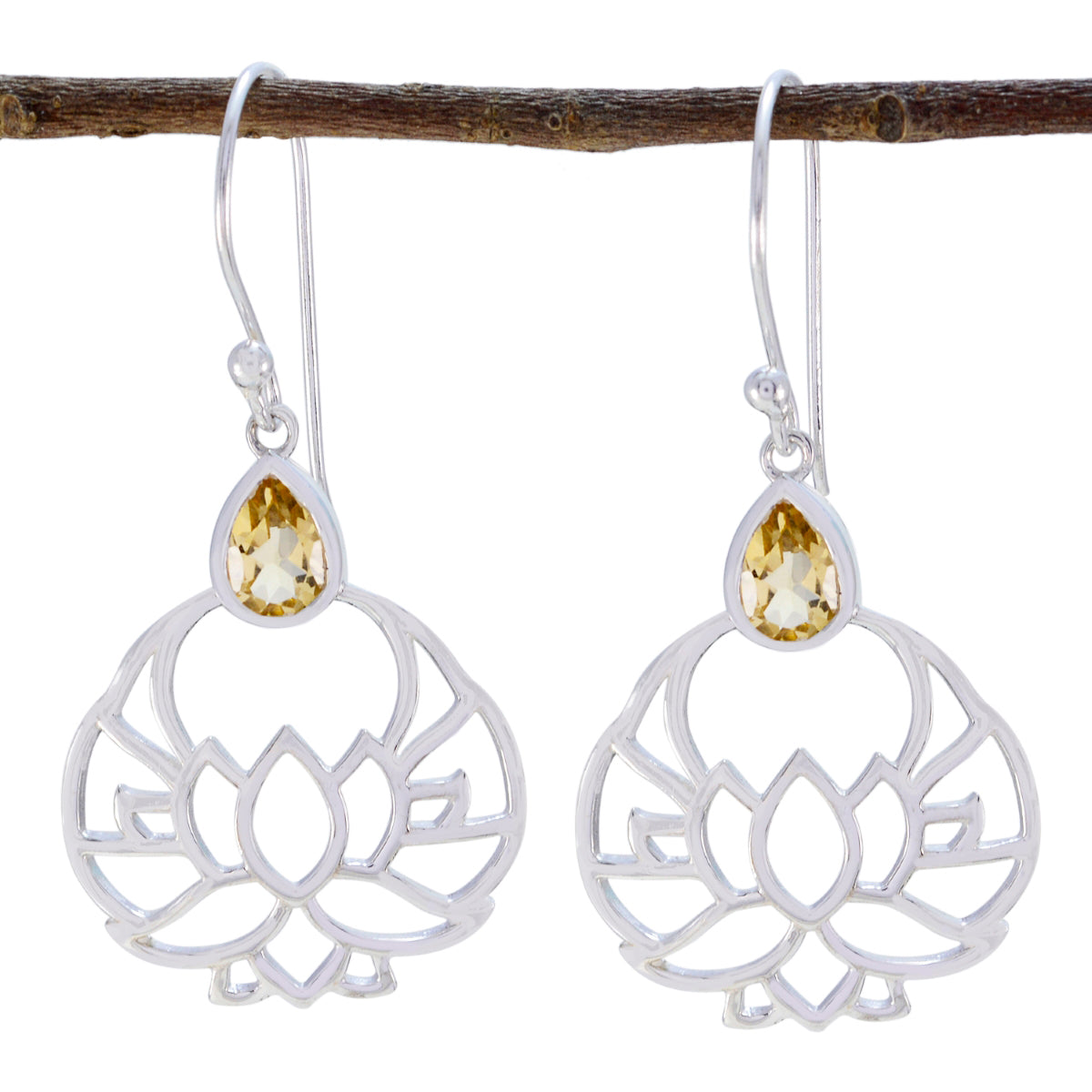 Ida Yellow Featherlight Solitaire Dangle Earring Citrine Yellow Dangle