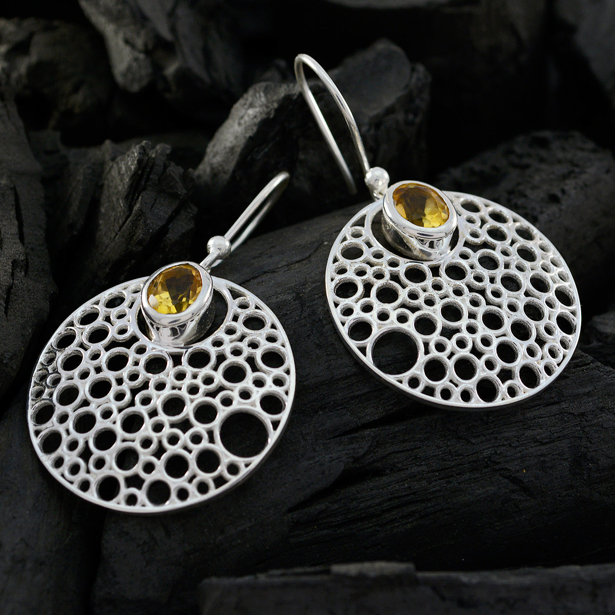Ines Yellow Edgy Solitaire Dangle Earring