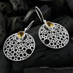 Ines Yellow Edgy Solitaire Dangle Earring