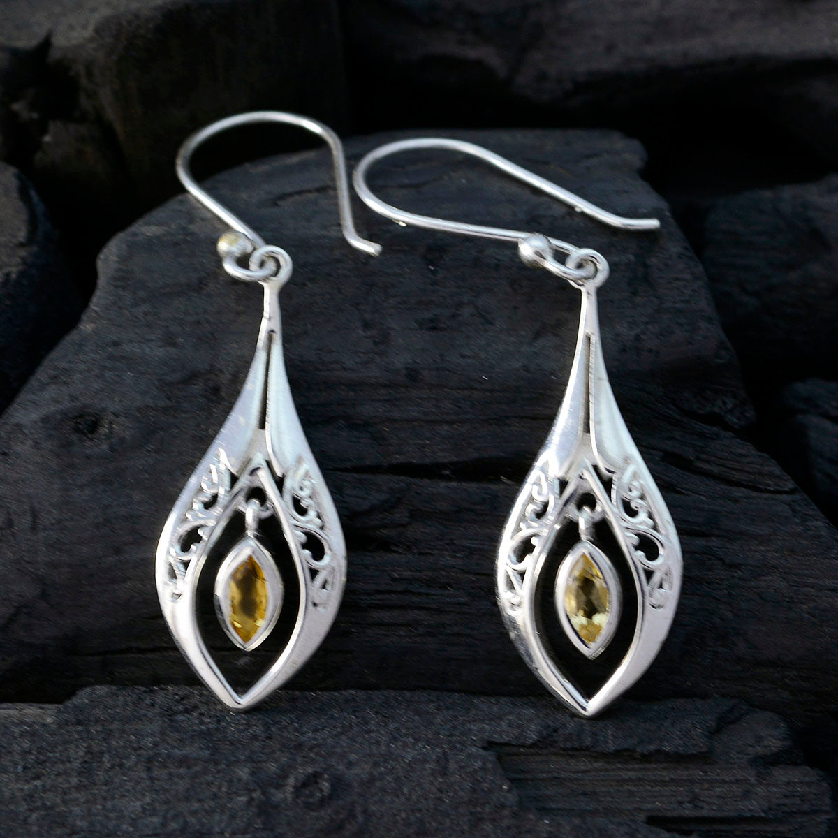 Isabel Yellow Dainty Solitaire Dangle Earring