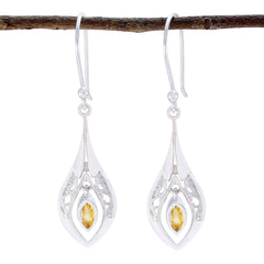 Isabel Yellow Dainty Solitaire Dangle Earring Citrine Yellow Dangle