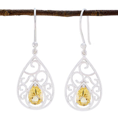 Isabelle Yellow Featherlight Solitaire Dangle Earring Citrine Yellow Dangle