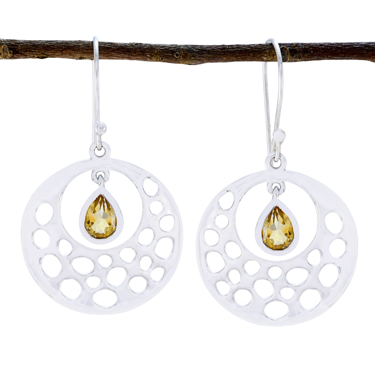 Ivy Yellow Featherlight Solitaire Dangle Earring Citrine Yellow Dangle