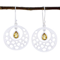 Ivy Yellow Featherlight Solitaire Dangle Earring Citrine Yellow Dangle