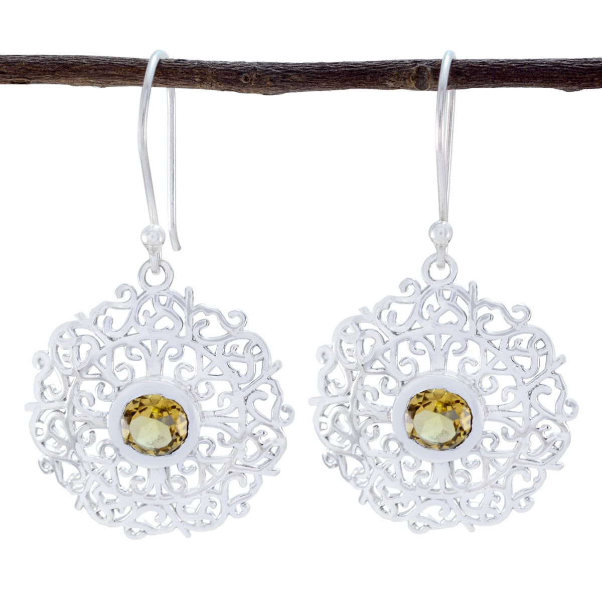 Josephine Yellow Tiny Solitaire Dangle Earring Citrine Yellow Dangle