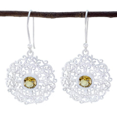 Josephine Yellow Tiny Solitaire Dangle Earring Citrine Yellow Dangle
