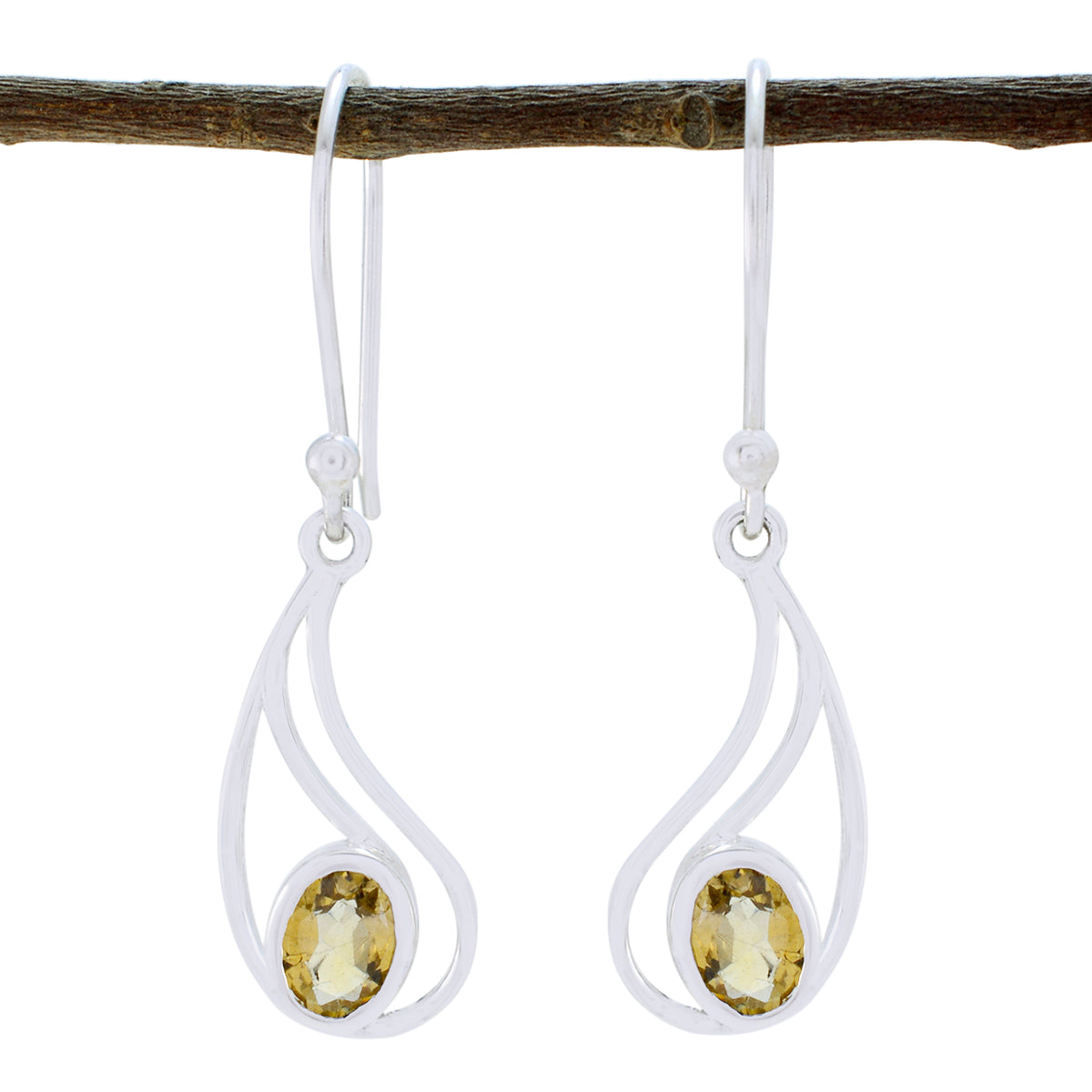 Julia Yellow Elegant Solitaire Dangle Earring Citrine Yellow Dangle