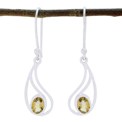 Julia Yellow Elegant Solitaire Dangle Earring Citrine Yellow Dangle