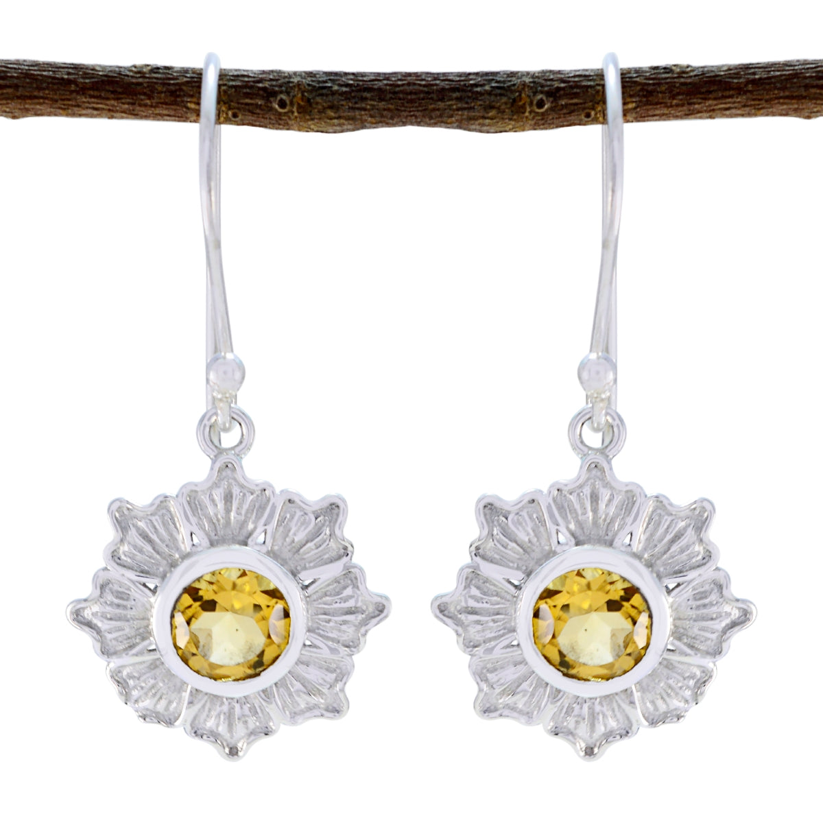 Katharina Yellow Dainty Solitaire Dangle Earring Citrine Yellow Dangle