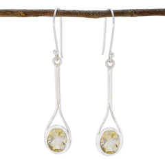 Kennedy Yellow Dainty Solitaire Dangle Earring Citrine Yellow Dangle