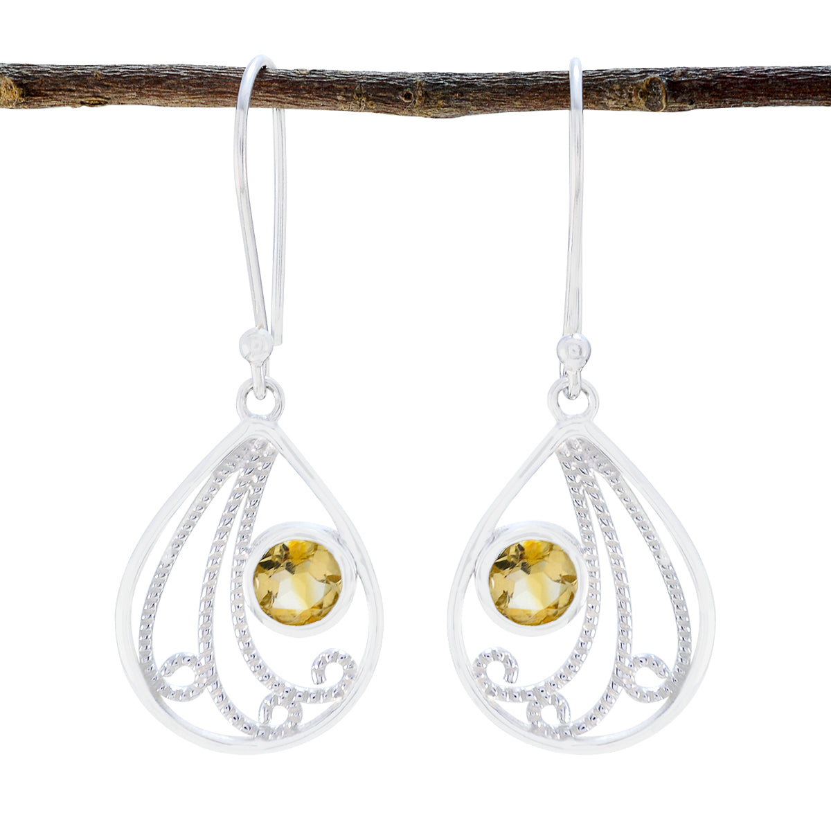 Lea Yellow Dainty Solitaire Dangle Earring Citrine Yellow Dangle