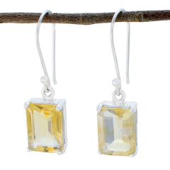 Leah Yellow Classic Solitaire Dangle Earring Citrine Yellow Dangle
