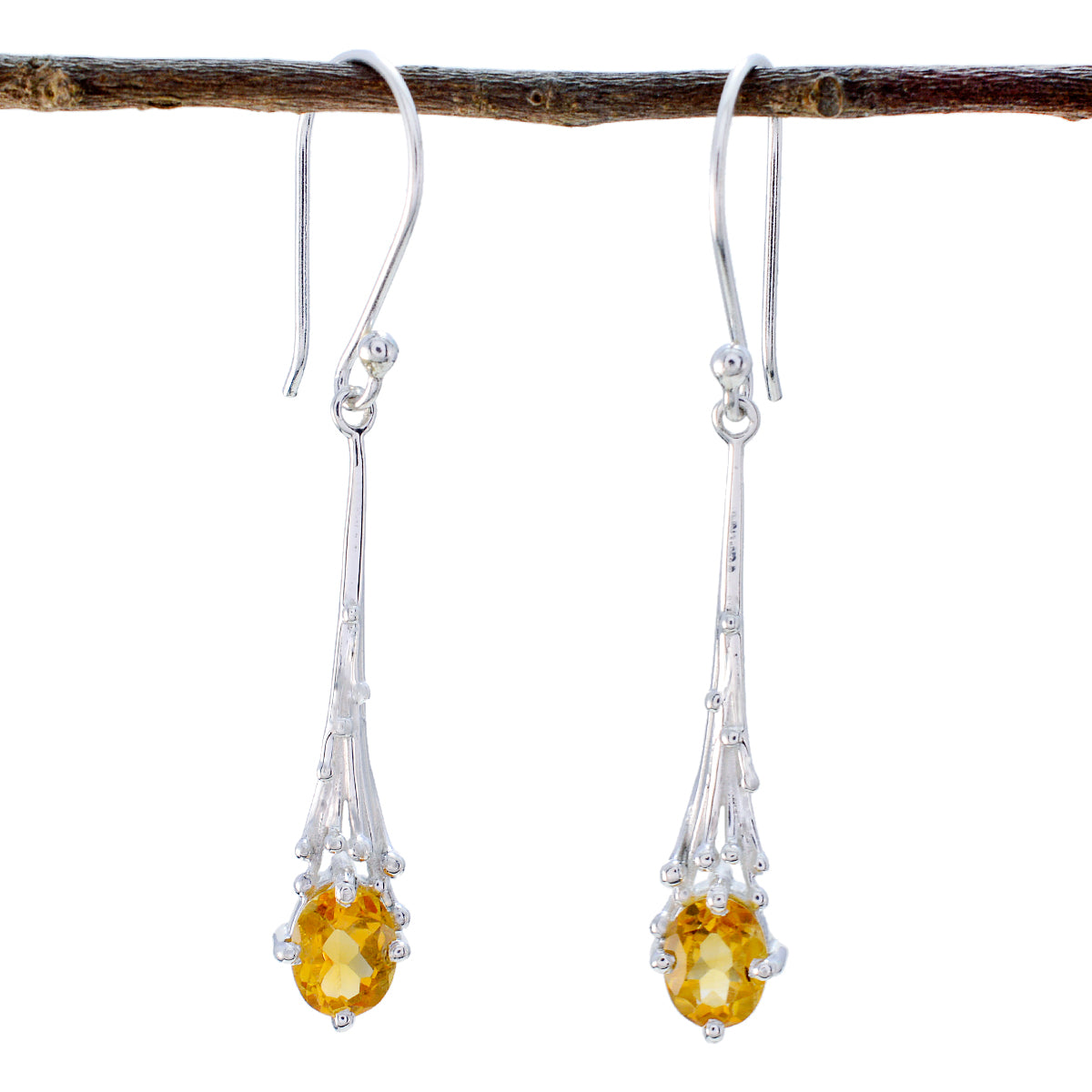 Lili Yellow Delicate Solitaire Dangle Earring Citrine Yellow Dangle