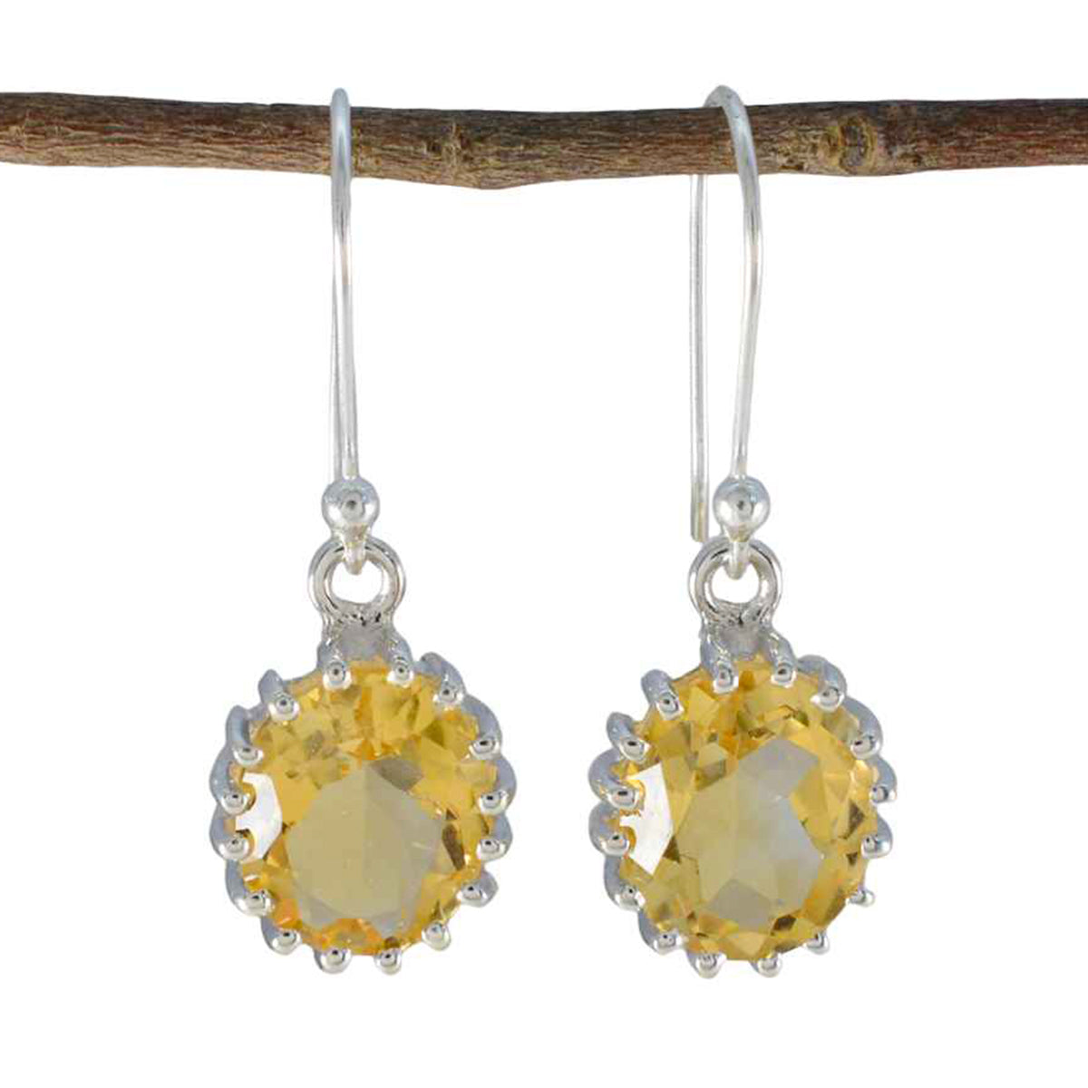 Lily Yellow Tiny Solitaire Dangle Earring Citrine Yellow Dangle