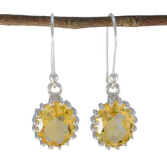 Lily Yellow Tiny Solitaire Dangle Earring Citrine Yellow Dangle