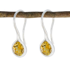 Hazel Yellow Delicate Solitaire Dangle Earring Citrine Yellow Dangle