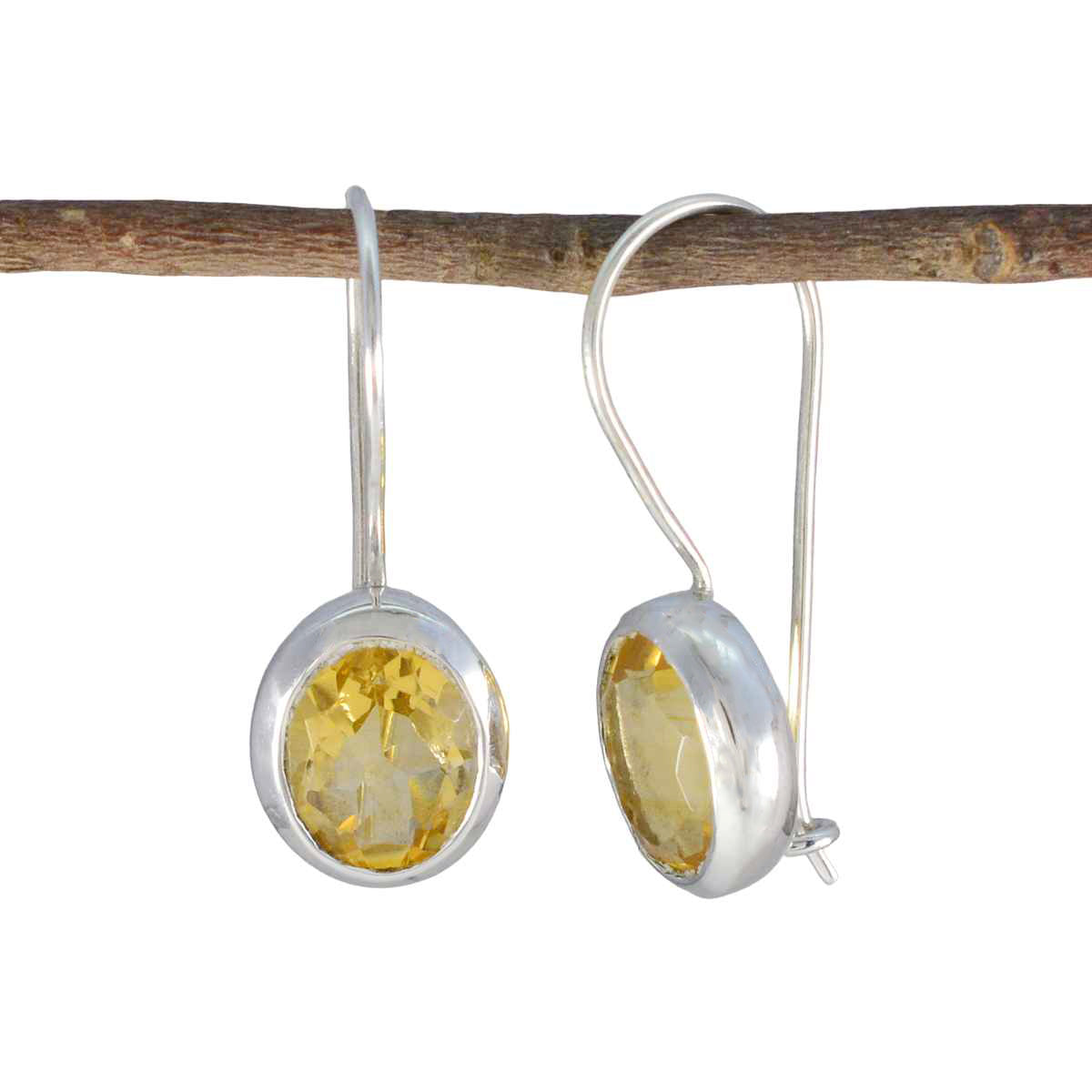Lucia Yellow Delicate Solitaire Dangle Earring Citrine Yellow Dangle