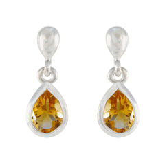 Lucy Yellow Elegant Solitaire Stud Earring Citrine Yellow Stud