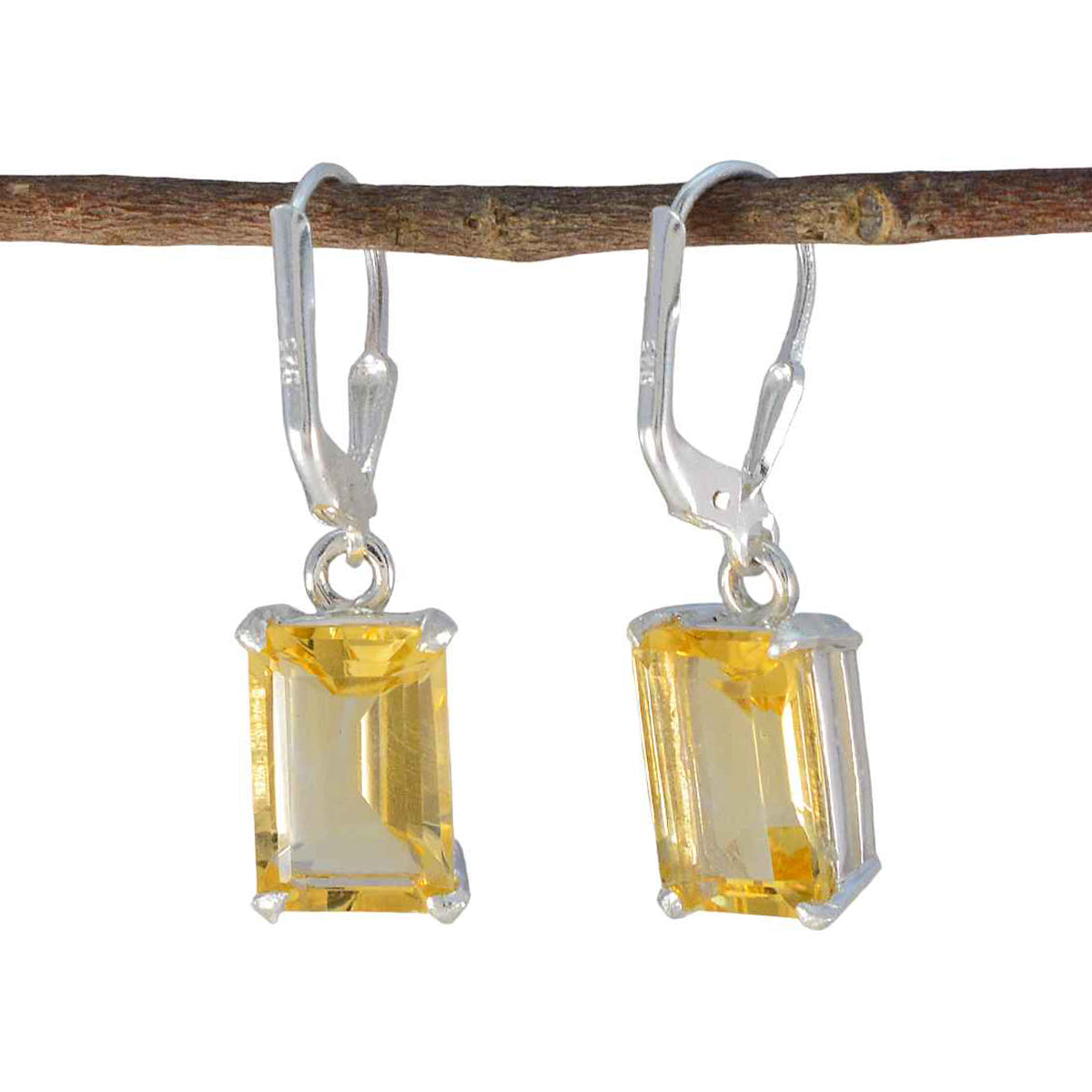 Luna Yellow Tiny Solitaire Dangle Earring Citrine Yellow Dangle