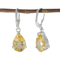 Marie Yellow Featherlight Solitaire Dangle Earring Citrine Yellow Dangle