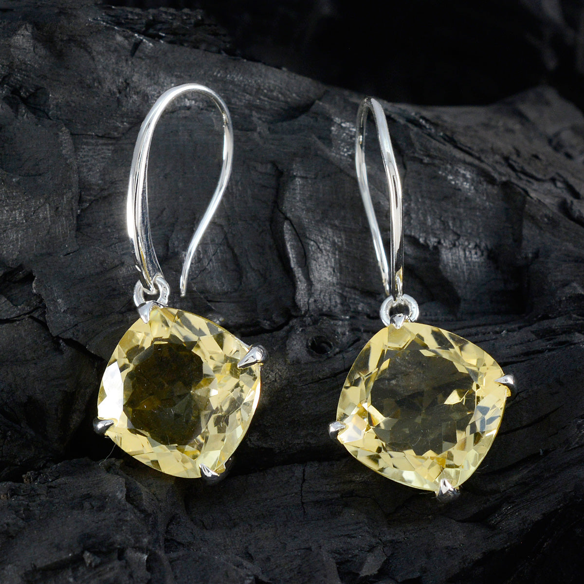 Mathilde Yellow Edgy Solitaire Dangle Earring