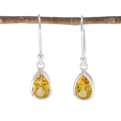 Aiko Yellow Dainty Solitaire Dangle Earring Citrine Yellow Dangle