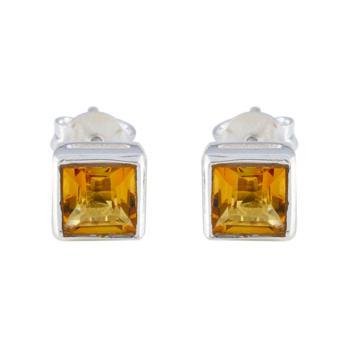 Nella Yellow Minimalist Solitaire Stud Earring Citrine Yellow Stud