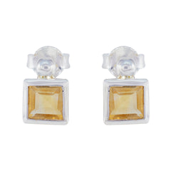 Nova Yellow Delicate Solitaire Stud Earring Citrine Yellow Stud
