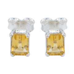 Carolina Yellow Delicate Solitaire Stud Earring Citrine Yellow Stud