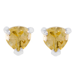 Pauline Yellow Minimalist Solitaire Stud Earring Citrine Yellow Stud