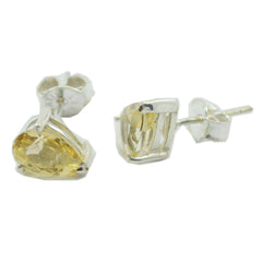 Penelope Yellow Elegant Solitaire Stud Earring Citrine Yellow Stud