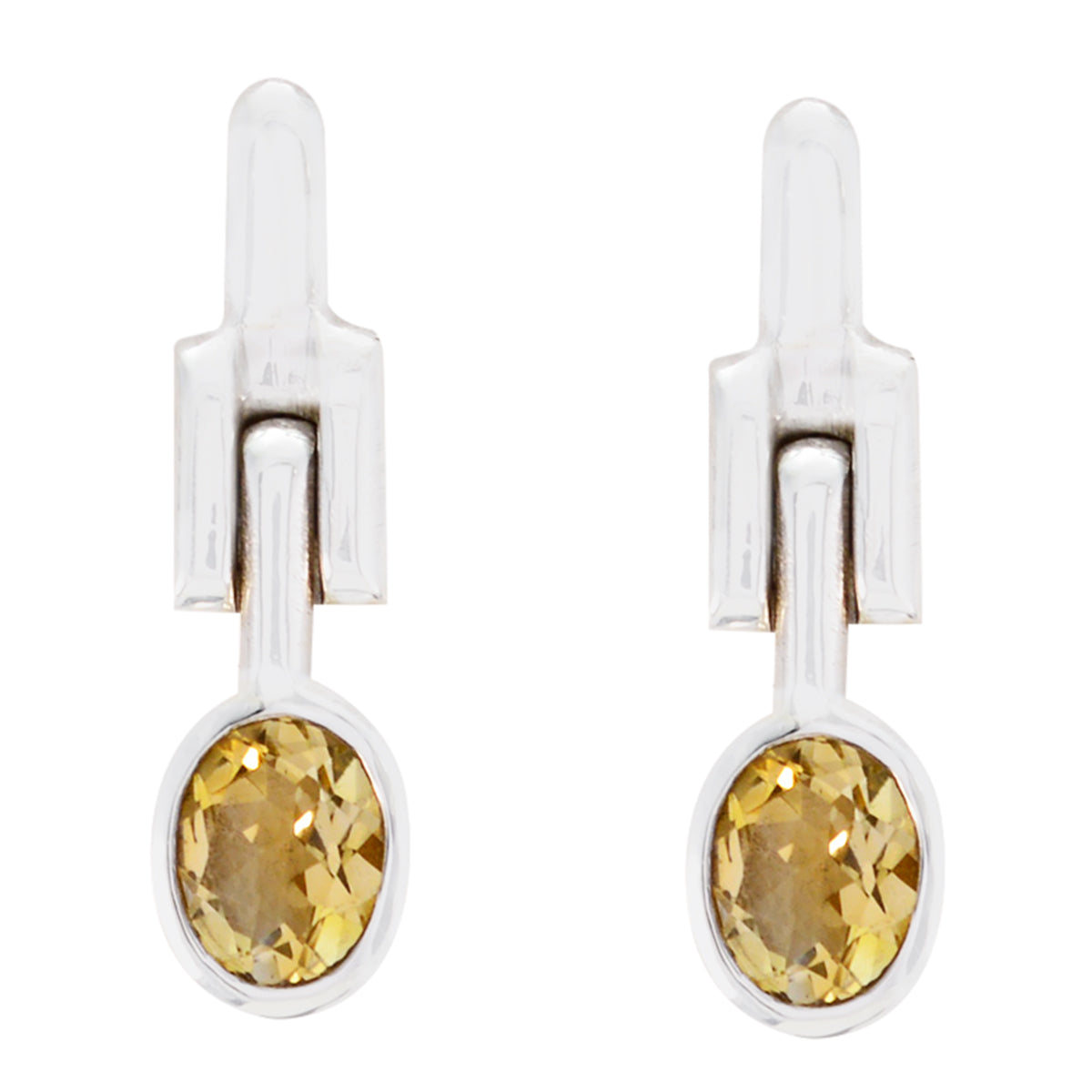 Yuna Yellow Edgy Solitaire Stud Earring Citrine Yellow Stud