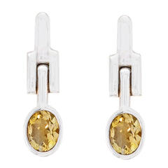 Yuna Yellow Edgy Solitaire Stud Earring Citrine Yellow Stud
