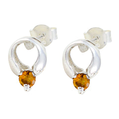Alejandra Yellow Elegant Solitaire Stud Earring Citrine Yellow Stud