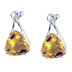 Amanda Yellow Dainty Solitaire Stud Earring Citrine Yellow Stud
