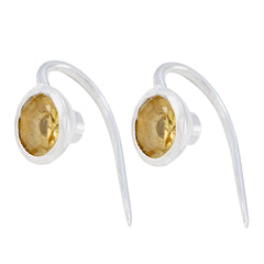Sarah Yellow Dainty Solitaire Dangle Earring Citrine Yellow Dangle