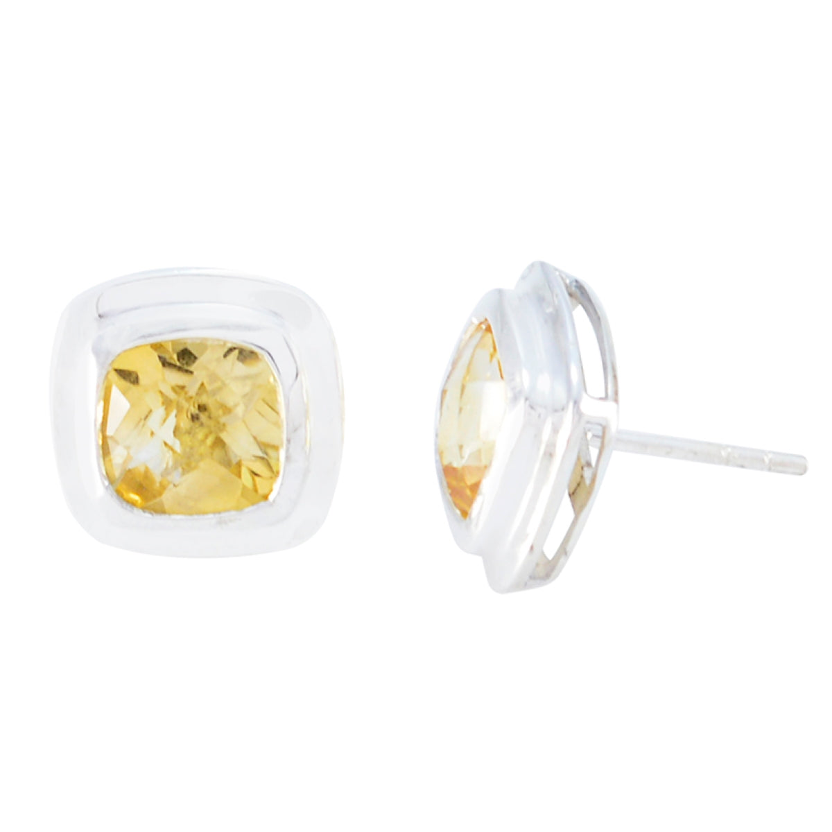 Savannah Yellow Dainty Solitaire Stud Earring Citrine Yellow Stud