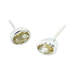 Sofia Yellow Elegant Solitaire Stud Earring Citrine Yellow Stud