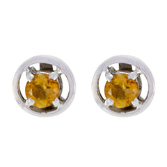 Sophia Yellow Minimalist Solitaire Stud Earring Citrine Yellow Stud