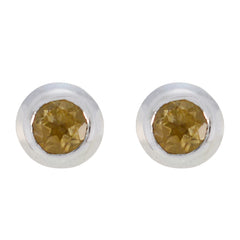 Cecilia Yellow Elegant Solitaire Stud Earring Citrine Yellow Stud