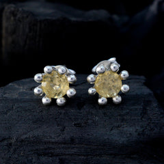 Fernanda Yellow Elegant Solitaire Stud Earring