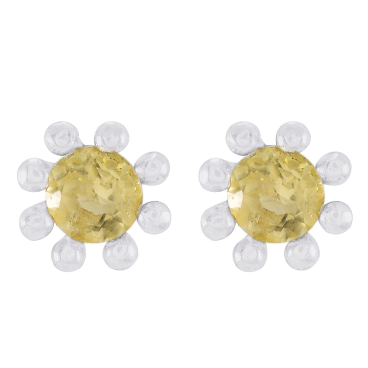 Fernanda Yellow Elegant Solitaire Stud Earring Citrine Yellow Stud