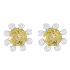 Fernanda Yellow Elegant Solitaire Stud Earring Citrine Yellow Stud