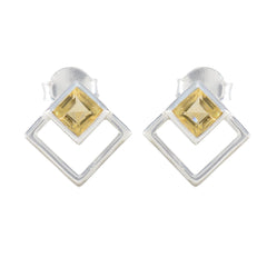 Agustina Yellow Elegant Solitaire Stud Earring Citrine Yellow Stud