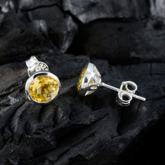Stella Yellow Elegant Solitaire Stud Earring